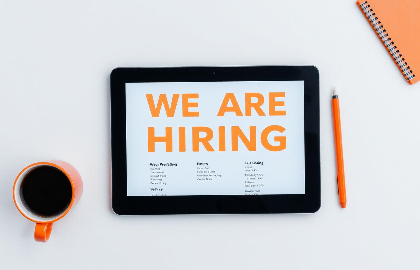 We are hiring — job board on a tablet